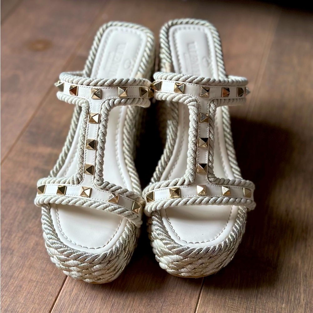 Valentino Garavani Women's Rockstud Espadrille Wedge Sandals